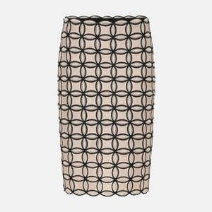 CAMILLA AND MARC Deco Scalloped Midi Skirt in Black Honey